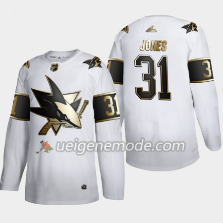 Herren Eishockey San Jose Sharks Trikot Martin Jones 31 Adidas 2019-2020 Golden Edition Weiß Authentic